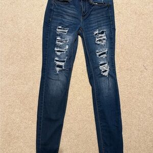 Mudd Women's Distressed Dark Blue Skinny Jeans size 3
